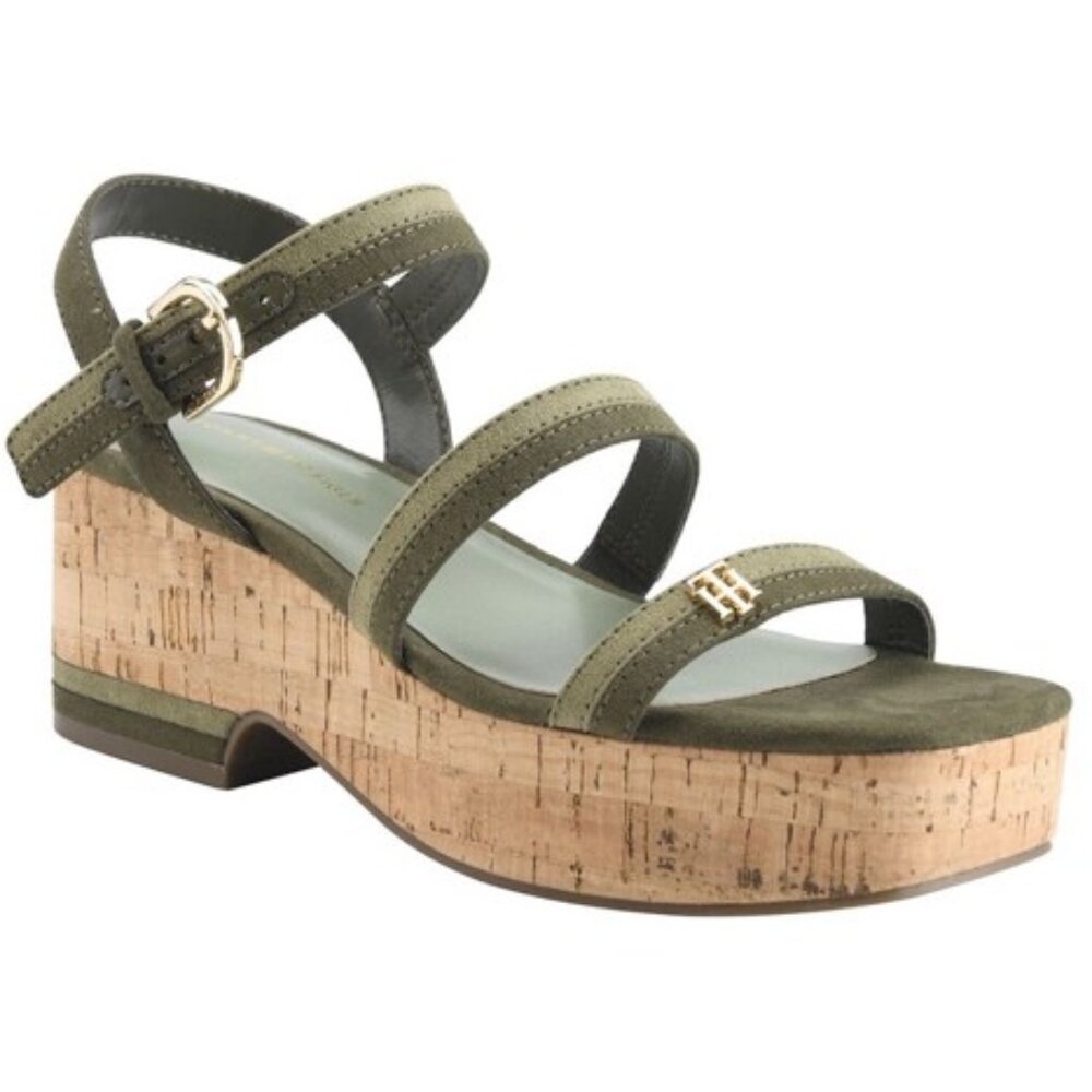 NWOT Tommy Hilfiger Olive Green Wedge Sandals